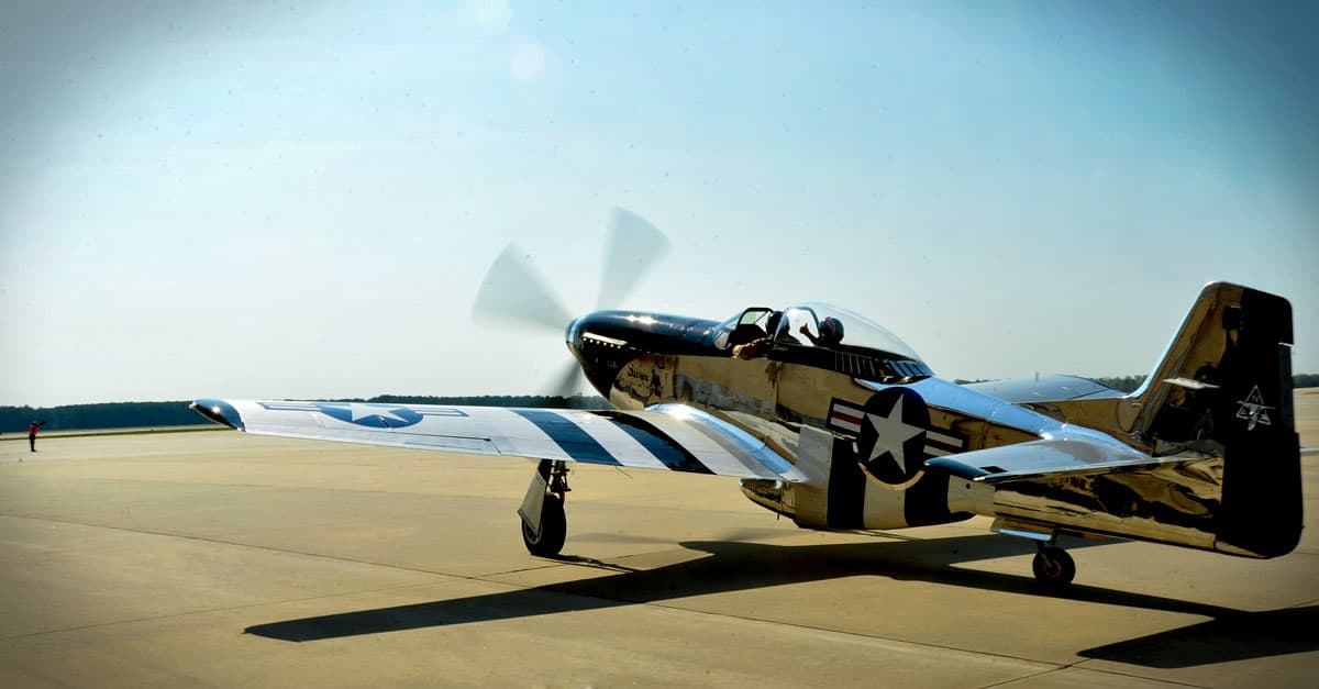 P-51-A P-51 Mustang prepares to takeoff from the Shaw flightline