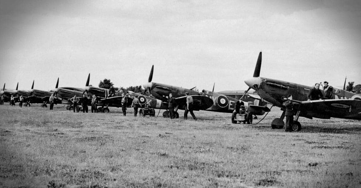 upermarine Spitfire - quadron RAF being prepared for a sweep at Merston