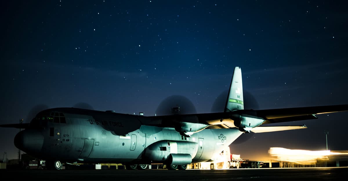 C-130_A C-130J Super Hercules assigned to the 774th Expeditionary Airlift Squadron on the flight line at Camp Bastion, Afghanistan