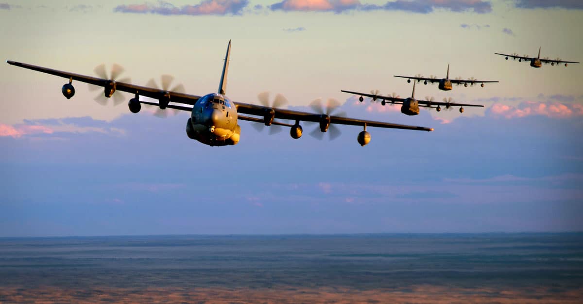 C-130_Five MC-130J Commando II's from the 522nd Special Operations Squadron at Cannon Air Force Base, N.M., conduct low level formation training