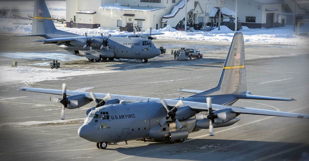 C-130_Two C-130 Hercules aircraft prepare to take off for the last time from Joint Base Elmendorf-Richardson, Alaska